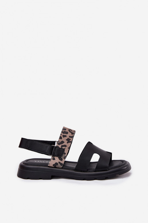 Damensandalen Feminin mit breiten Absätzen mit Leopardenfellmuster Vinceza 66780 schZuarze Farbe Damensandalen Feminin mit breiten Absätzen mit Leopardenfellmuster Vinceza 66780 schZuarze Farbe