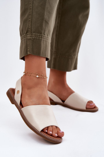 Damensandalen mit breiten Absätzen Eko Haut Beige Dereka 2