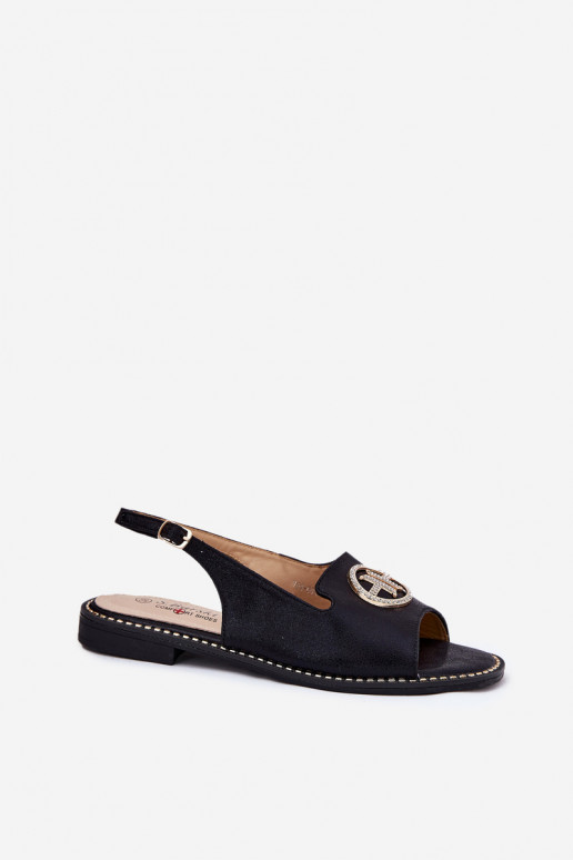 Damensandalen mit breiten Absätzen mit Ornamenten S.Barski KV51-002 schZuarze Farbe Damensandalen mit breiten Absätzen mit Ornamenten S.Barski KV51-002 schZuarze Farbe