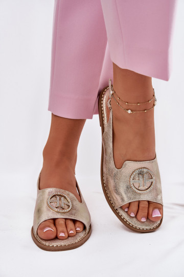 Damen Sandalen mit breiten Absätzen und Ornamenten S.Barski KV51-002 in Gold 2