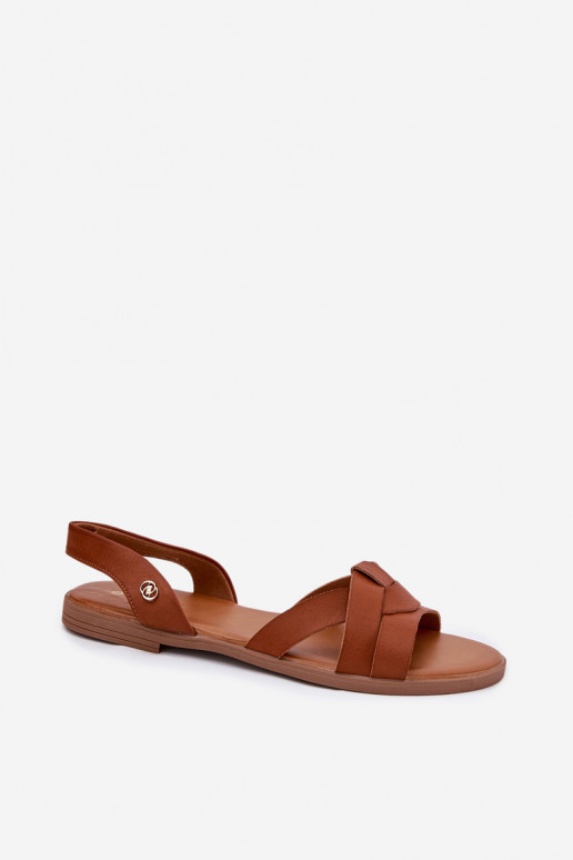 Flache Sandalen für Damen aus Öko-Leder braune Farbe Illoria Flache Sandalen für Damen aus Öko-Leder braune Farbe Illoria