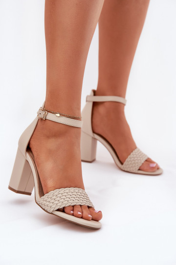 Damen-Sandalen mit hohen Absätzen Mit geflochtenem Riemen Beige Asdine 2