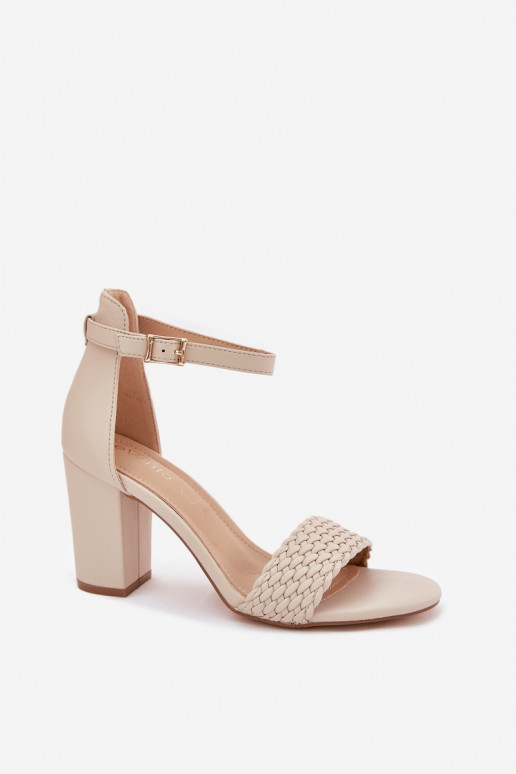 Damen-Sandalen mit hohen Absätzen Mit geflochtenem Riemen Beige Asdine Damen-Sandalen mit hohen Absätzen Mit geflochtenem Riemen Beige Asdine