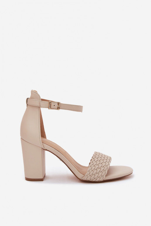 Damen-Sandalen mit hohen Absätzen Mit geflochtenem Riemen Beige Asdine Damen-Sandalen mit hohen Absätzen Mit geflochtenem Riemen Beige Asdine