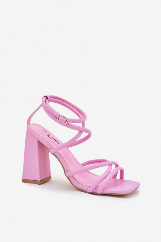 Damen-Sandalen mit hohen Absätzen mit Streifen pinke Farbe Ciarilora Damen-Sandalen mit hohen Absätzen mit Streifen pinke Farbe Ciarilora