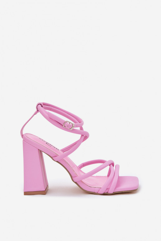 Damen-Sandalen mit hohen Absätzen mit Streifen pinke Farbe Ciarilora Damen-Sandalen mit hohen Absätzen mit Streifen pinke Farbe Ciarilora