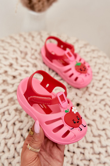 Sandalen Kindisch mit Klebeverschlüssen OZuoce 83615 Ipanema Summer XIV Rosa-rote Farbe