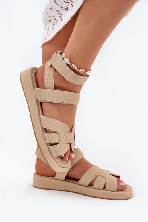 Damensandalen Z mit Klebeverschlussami Beige Uvissa Damensandalen Z mit Klebeverschlussami Beige Uvissa