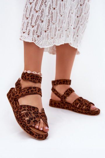 Damen-Sandalen mit Klettverschluss Uvissa mit Leopardenmuster 2
