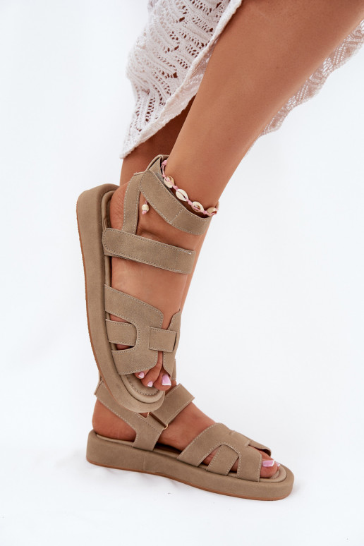 Damensandalen Z mit Klebeverschlussami Khaki-Farbe Uvissa