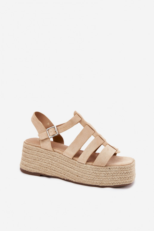 Damensandalen mit Streifen I Plecionką Beige Pardauss Damensandalen mit Streifen I Plecionką Beige Pardauss