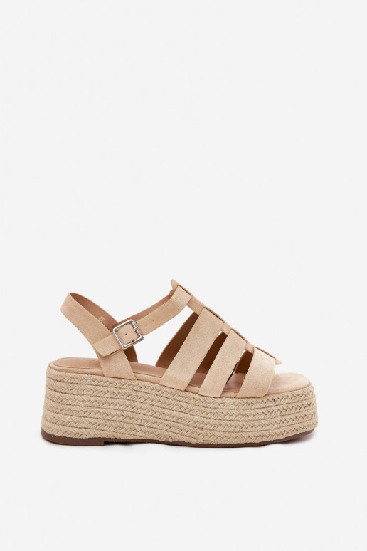 Damensandalen mit Streifen I Plecionką Beige Pardauss Damensandalen mit Streifen I Plecionką Beige Pardauss