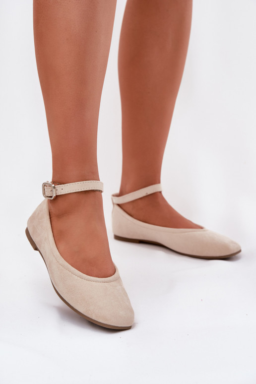 Eko Ballerinas aus INildleder mit Riemen I mit Schnallen Beige Deomira