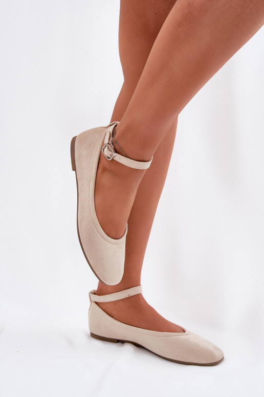 Eko Ballerinas aus INildleder mit Riemen I mit Schnallen Beige Deomira