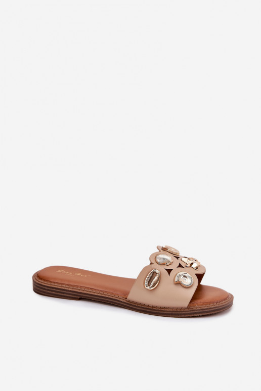 Damenhausschuhe mit breiten Absätzen Ze goldene Farbemi Przypinkami Beige Ermöglichtlothiel Damenhausschuhe mit breiten Absätzen Ze goldene Farbemi Przypinkami Beige Ermöglichtlothiel