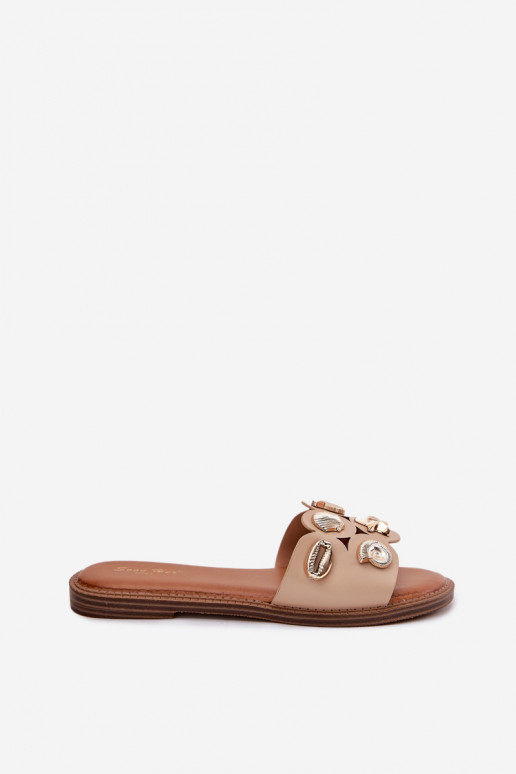 Damenhausschuhe mit breiten Absätzen Ze goldene Farbemi Przypinkami Beige Ermöglichtlothiel Damenhausschuhe mit breiten Absätzen Ze goldene Farbemi Przypinkami Beige Ermöglichtlothiel