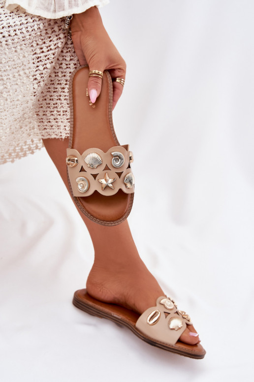 Damenhausschuhe mit breiten Absätzen Ze goldene Farbemi Przypinkami Beige Ermöglichtlothiel Damenhausschuhe mit breiten Absätzen Ze goldene Farbemi Przypinkami Beige Ermöglichtlothiel