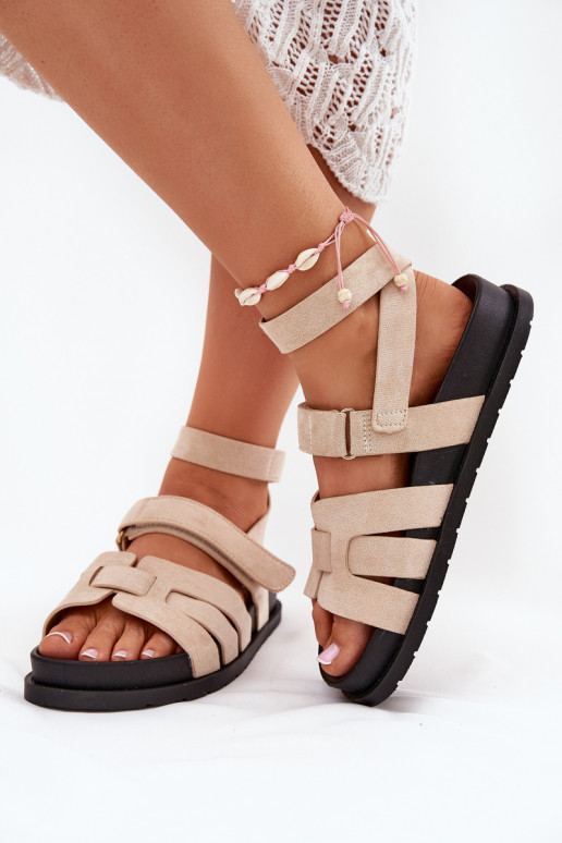 Eko INildledersandalen für Damen Z mit Klebeverschlussami Beige Valpera Eko INildledersandalen für Damen Z mit Klebeverschlussami Beige Valpera