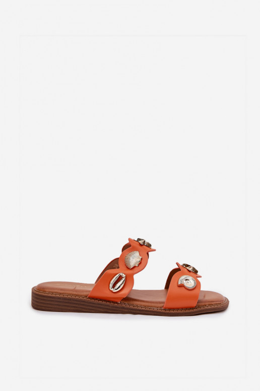 Damenhausschuhe Ze goldene Farbemi Przypinkami orange Farbe Jenoriela Damenhausschuhe Ze goldene Farbemi Przypinkami orange Farbe Jenoriela