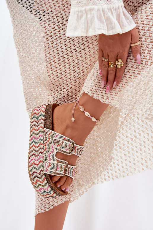 Damenhausschuhe mit einer Plattform Mit Zopf I mit Schnallenmi Verschiedene Farben Eradriana