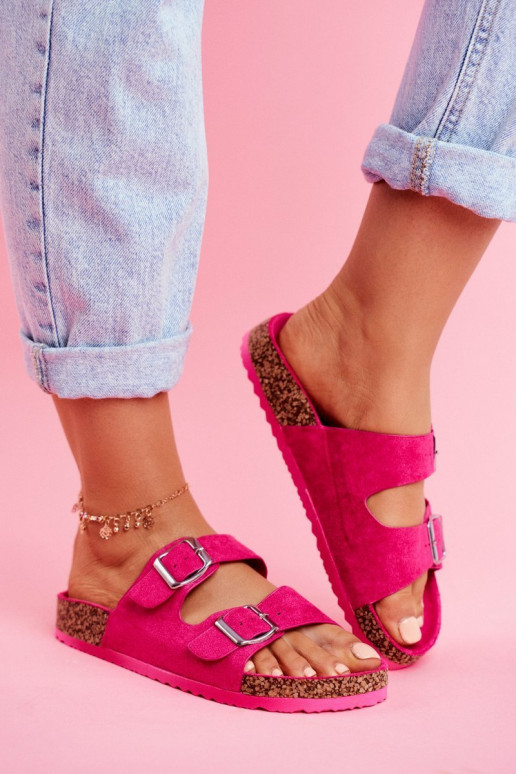 Feminin Hausschuhe Auf Korek mit Schnallen pinke Farbe Si Senor Feminin Hausschuhe Auf Korek mit Schnallen pinke Farbe Si Senor