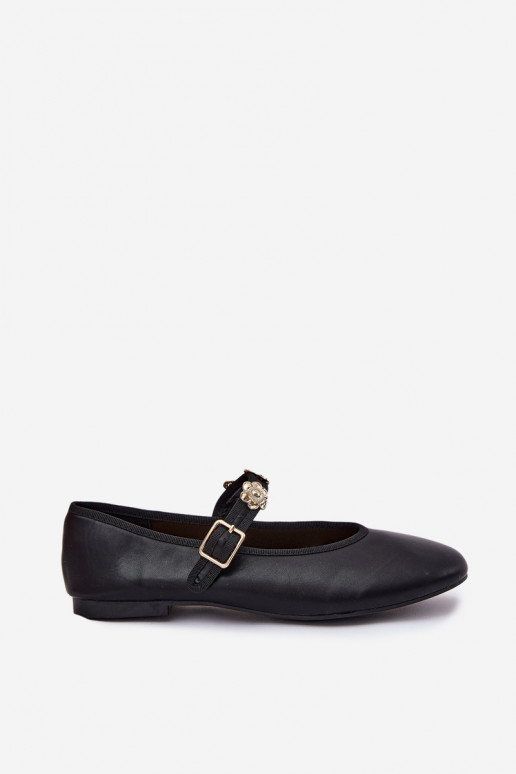 Ballerinas Feminin mit Riemen I goldene Farbemi Przypinkami schZuarze Farbe Firicene Ballerinas Feminin mit Riemen I goldene Farbemi Przypinkami schZuarze Farbe Firicene