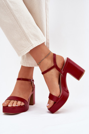 Künstliche Leder Damen Sandalen mit Absatz Lillita bordeaux