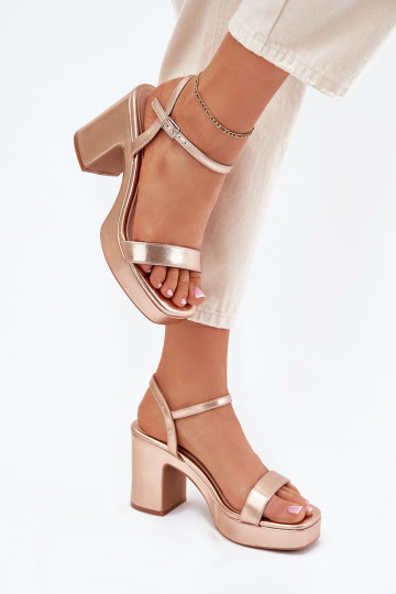 Künstliche Leder Damen Sandalen mit Absatz Lillita roségold 2