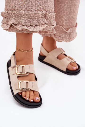 Damensandalen mit Schnallen elfenbeinfarbe Seladith 2