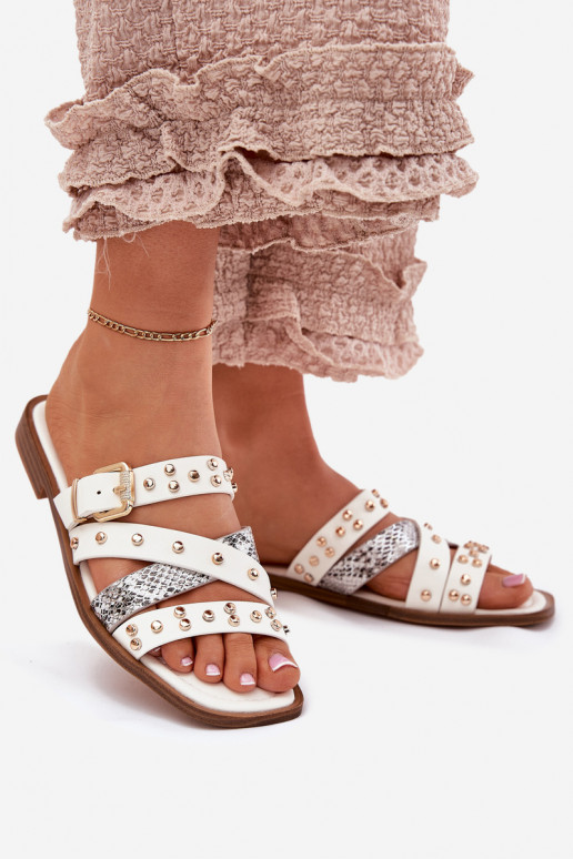 Dekoriert Damenhausschuhe mit breiten Absätzen mit Streifen I mit Schnallen Zueiße Farbe Es mussnitte Dekoriert Damenhausschuhe mit breiten Absätzen mit Streifen I mit Schnallen Zueiße Farbe Es mussnitte