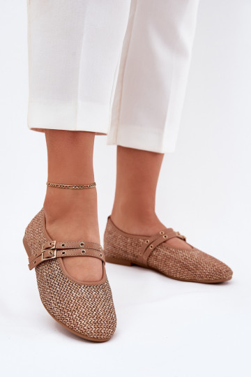 Ballerinas Mit Zopf I Paskami Khaki-Farbe Partheda 2