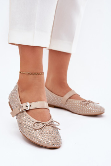 Dekoriert Ballerinas mit Bändern I Streifenem Beige Zdivisa
