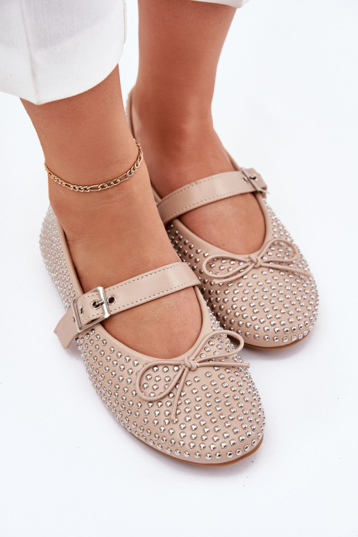 Dekoriert Ballerinas mit Bändern I Streifenem Beige Zdivisa Dekoriert Ballerinas mit Bändern I Streifenem Beige Zdivisa