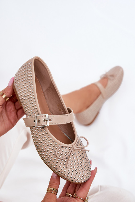 Dekoriert Ballerinas mit Bändern I Streifenem Beige Zdivisa Dekoriert Ballerinas mit Bändern I Streifenem Beige Zdivisa