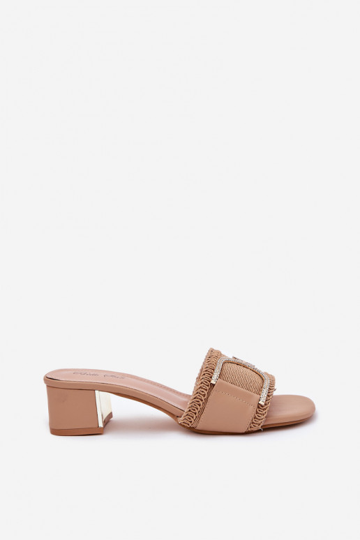 Feminin Hausschuhe mit Absätzen Mit Dekorationen Detalem Beige Julinemi