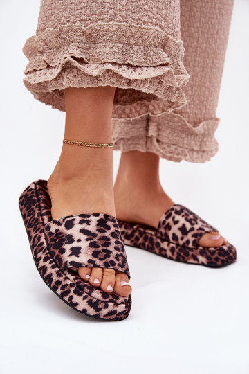 Damen Hausschuhe mit Plattform Dovasse mit Leopardenmuster