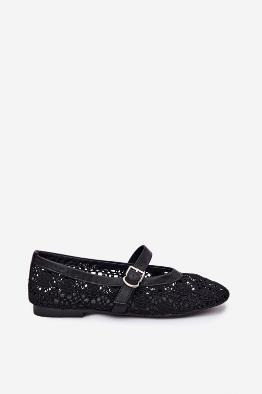 Durchbrochene Ballerinas mit Riemen schZuarze Farbe Orphali Durchbrochene Ballerinas mit Riemen schZuarze Farbe Orphali