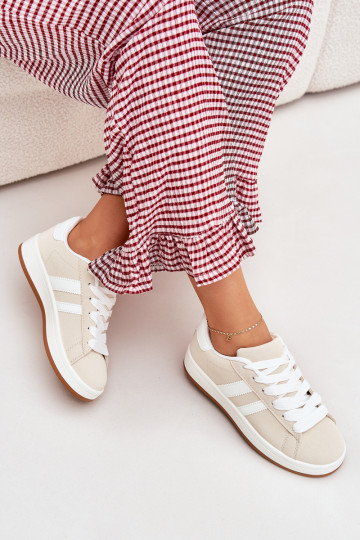 Turnschuhe Sneakers Stilvollllschuhe Feminin aus Öko-Leder Beige Ravina