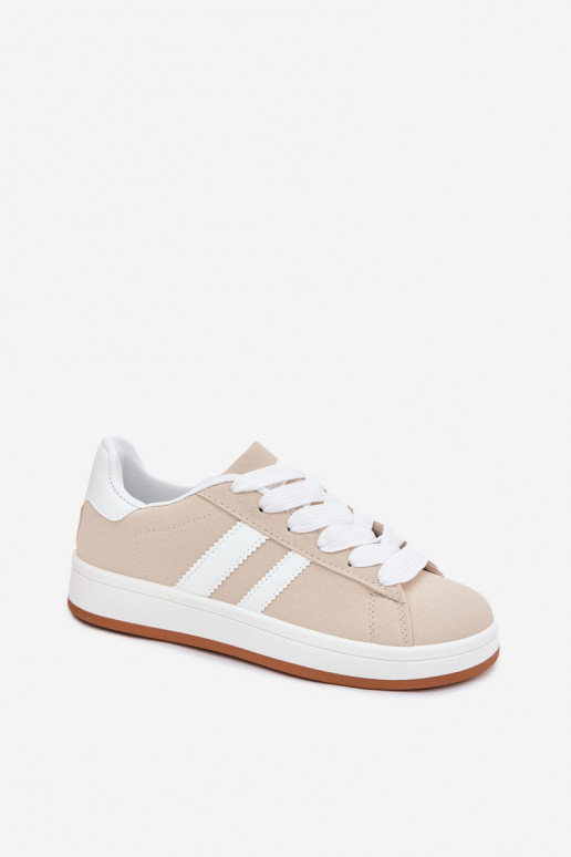 Turnschuhe Sneakers Stilvollllschuhe Feminin aus Öko-Leder Beige Ravina