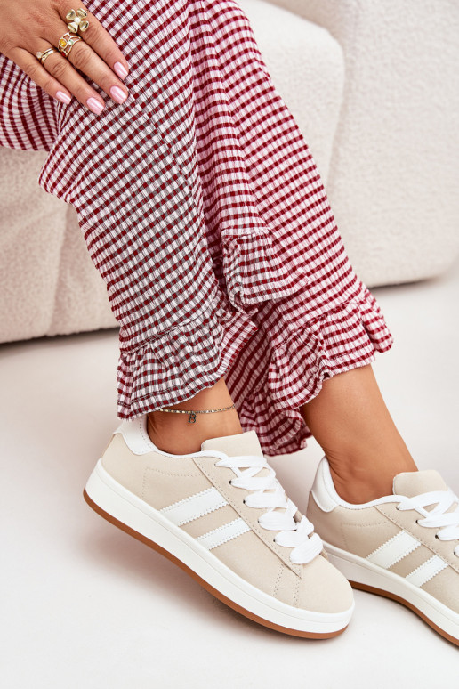 Turnschuhe Sneakers Stilvollllschuhe Feminin aus Öko-Leder Beige Ravina