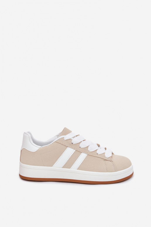 Turnschuhe Sneakers Stilvollllschuhe Feminin aus Öko-Leder Beige Ravina