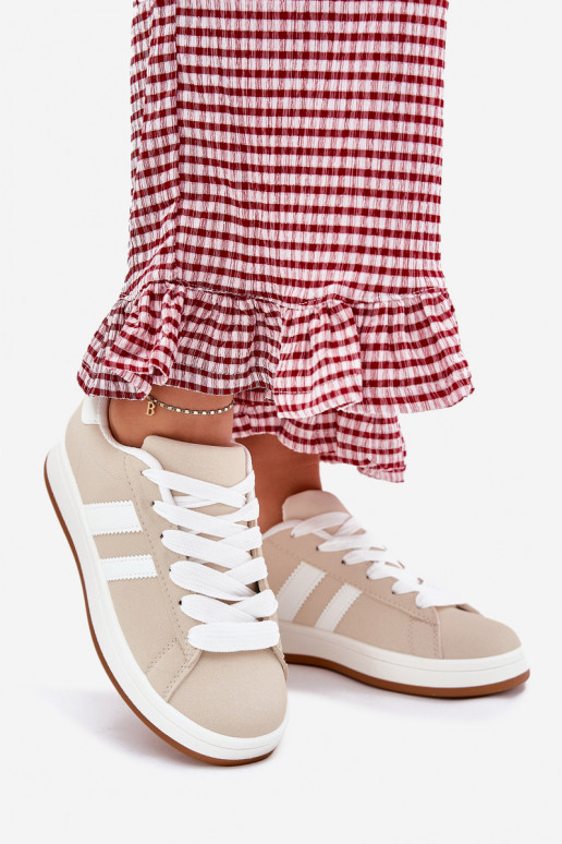 Turnschuhe Sneakers Stilvollllschuhe Feminin aus Öko-Leder Beige Ravina