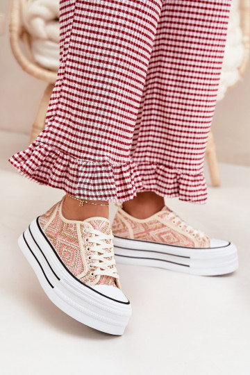 Niedrig Freizeitschuhe mit einer Plattform pinke Farbe Melina