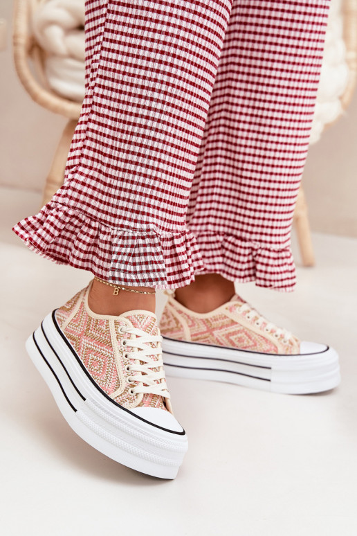 Niedrig Freizeitschuhe mit einer Plattform pinke Farbe Melina