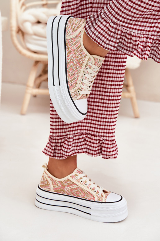 Niedrig Freizeitschuhe mit einer Plattform pinke Farbe Melina