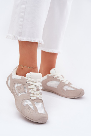 Turnschuhe Feminin Z aus Öko-INildlederu INeiß-Beige Dorella