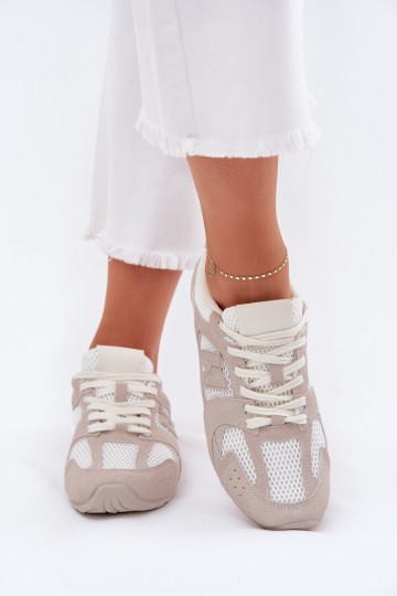 Turnschuhe Feminin Z aus Öko-INildlederu INeiß-Beige Dorella 2