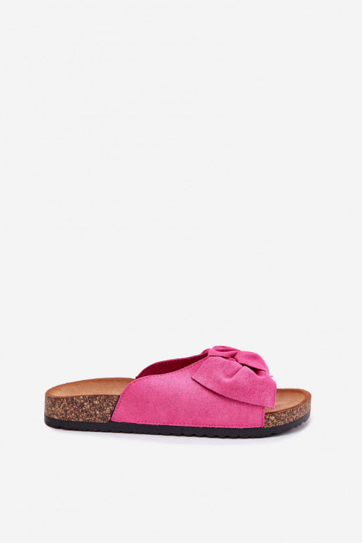 Damenhausschuhe Auf einer Korksohle Kokardką pinke Farbe Seressa Damenhausschuhe Auf einer Korksohle Kokardką pinke Farbe Seressa