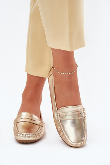 Feminin Eko Haut Mokassins goldene Farbe Lenvie 2