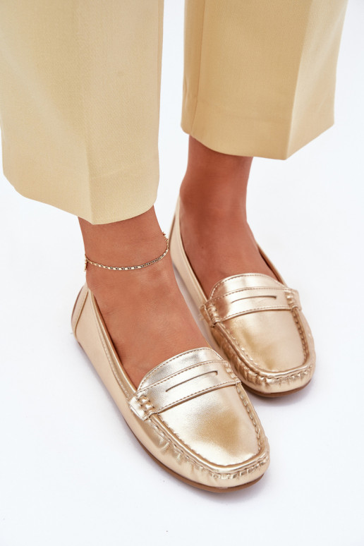 Feminin Eko Haut Mokassins goldene Farbe Lenvie Feminin Eko Haut Mokassins goldene Farbe Lenvie